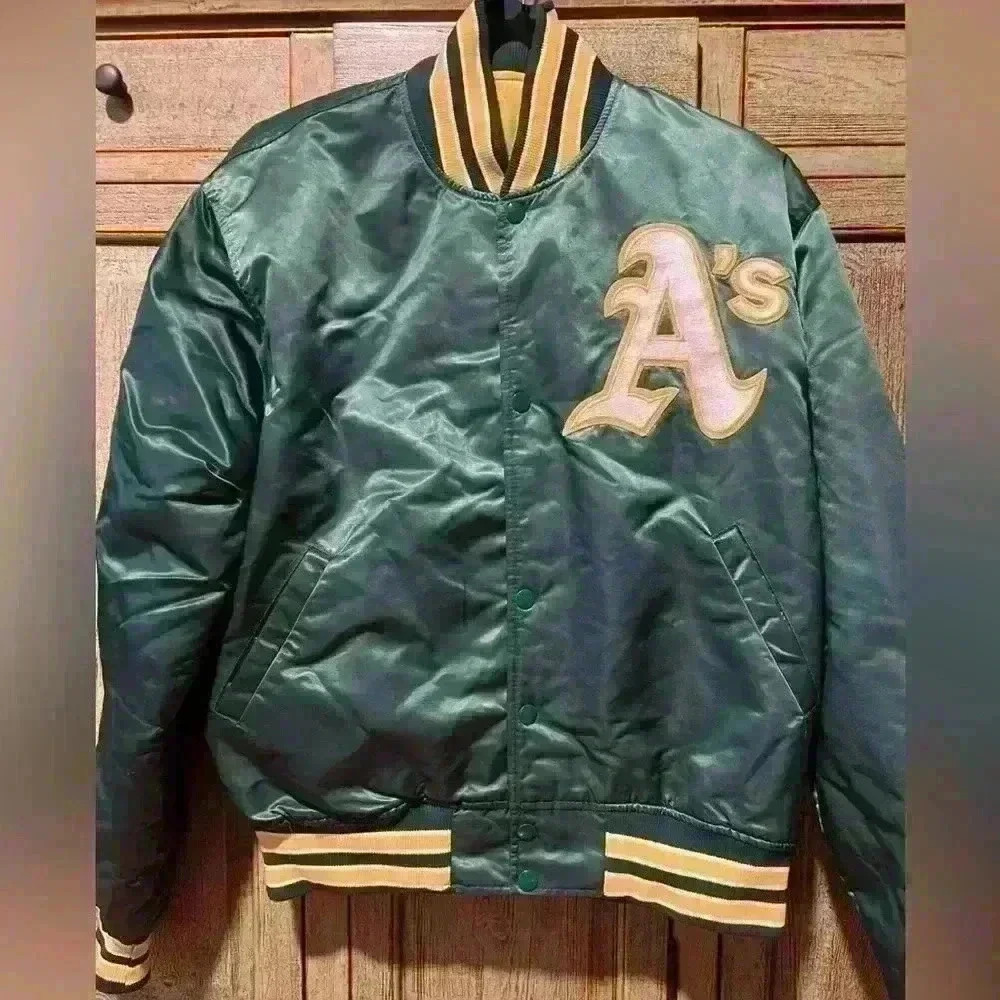Vintage 90’s Oakland‎ A’s As Starter Satin Jacket Size Large Diamond Collection